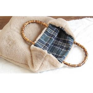 Double-Faced Lamb Wool Handbag Checkered Floral Shoulder Bag