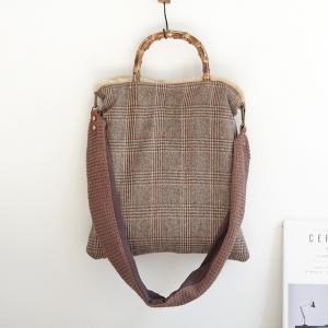 Double-Faced Lamb Wool Handbag Checkered Floral Shoulder Bag