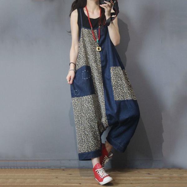 Leopard Prints Korean Slip Overalls Baggy Harem Overalls for Women