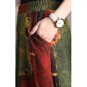 Asymmetrical Printed Long Tunic with Loose Palazzo Pants for Senior Women