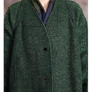 Over50 Style Wool Green Coat Single-Breasted Plus Size Outerwear