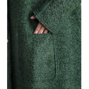 Over50 Style Wool Green Coat Single-Breasted Plus Size Outerwear