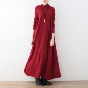 Solid Color Mock Neck Sweater Dress Large Winter Maxi Dress