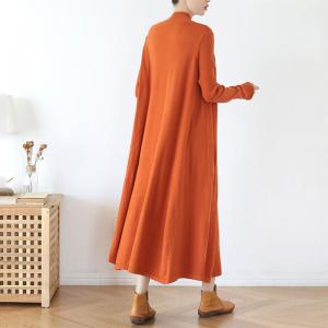 Solid Color Mock Neck Sweater Dress Large Winter Maxi Dress