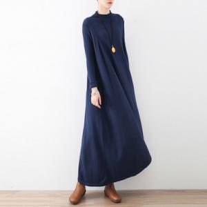 Solid Color Mock Neck Sweater Dress Large Winter Maxi Dress