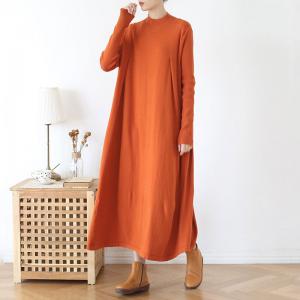 Solid Color Mock Neck Sweater Dress Large Winter Maxi Dress
