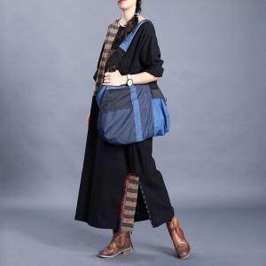 Striped Patchwork Cotton Linen Caftan Plus Size Black Jellabiya