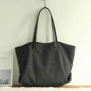 Solid Color Cotton Linen Tote Womens Beach Bag