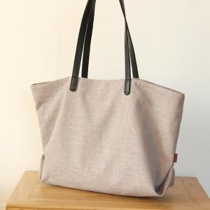 Solid Color Cotton Linen Tote Womens Beach Bag