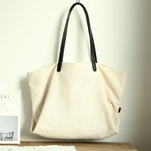 Solid Color Cotton Linen Tote Womens Beach Bag