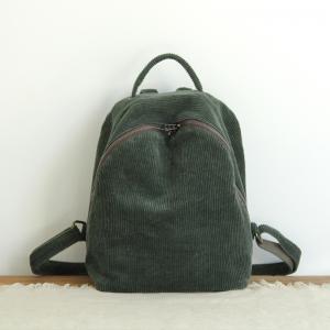 Preppy Style Corduroy Backpacks Solid Color Japanese Bag