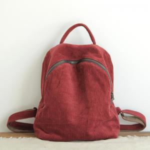 Preppy Style Corduroy Backpacks Solid Color Japanese Bag