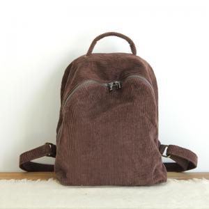 Preppy Style Corduroy Backpacks Solid Color Japanese Bag