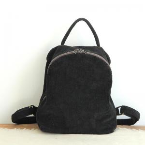 Preppy Style Corduroy Backpacks Solid Color Japanese Bag