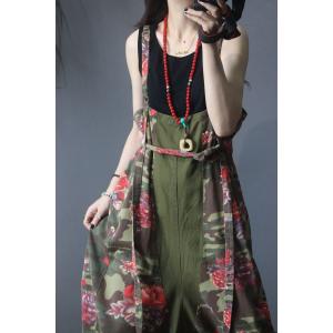 Rose Printing Plus Size Overalls Korean Overalls with A Belt