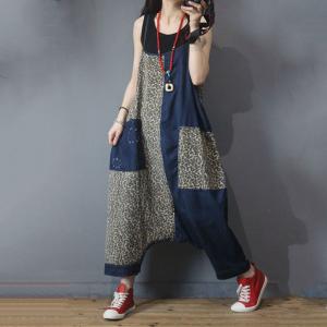 Leopard Prints Korean Slip Overalls Baggy Harem Overalls for Women