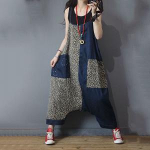 Leopard Prints Korean Slip Overalls Baggy Harem Overalls for Women