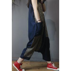 Leopard Prints Korean Slip Overalls Baggy Harem Overalls for Women