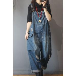 Street Fashion Ripped Dungarees Plus Size Denim Overalls