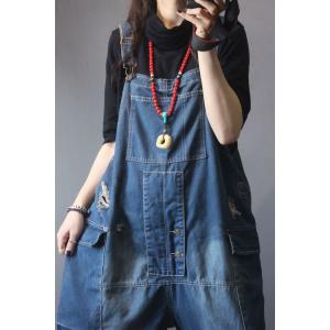 Street Fashion Ripped Dungarees Plus Size Denim Overalls