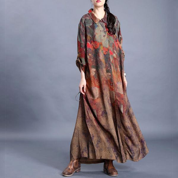 Modest Fashion Maxi Drawstring Dress Over50 Silk Dress in Brown One ...