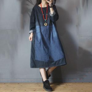 black long sleeve denim dress