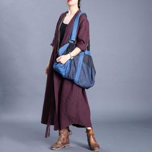 Chinese Vintage Drawstring Kimono Patchwork Linen Outerwear