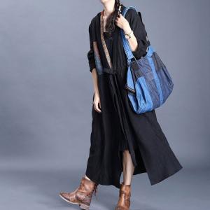 Chinese Vintage Drawstring Kimono Patchwork Linen Outerwear