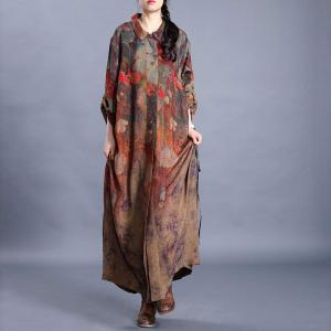 Modest Fashion Maxi Drawstring Dress Over50 Silk Dress