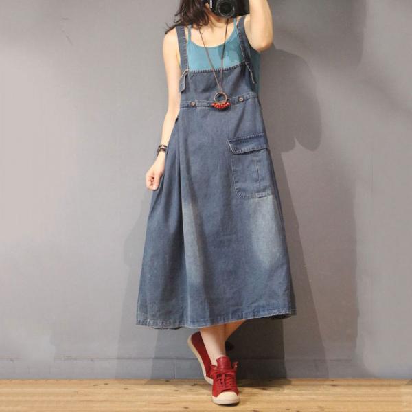 Summer Fashion Reversible Dress Denim Tied Slip Dress