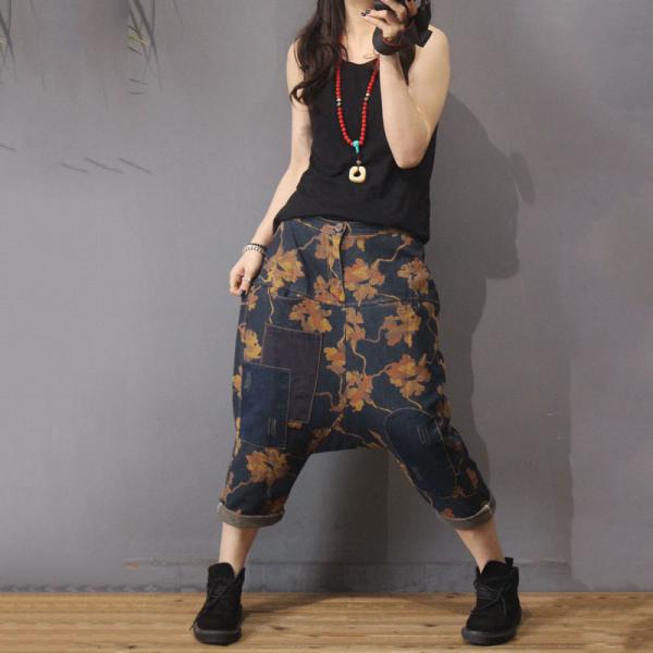 Patchwork Maple Harem Pants Summer Vintage Hippie Trousers