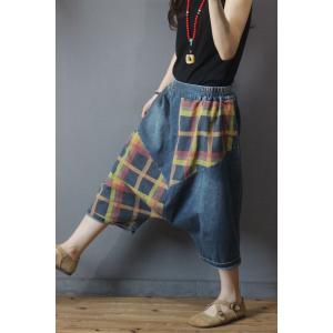 Colorful Checkered Harem Pants Korean Baggy Cropped Jeans