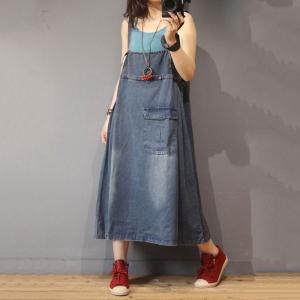 Summer Fashion Reversible Dress Denim Tied Slip Dress