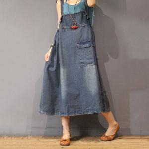 Summer Fashion Reversible Dress Denim Tied Slip Dress