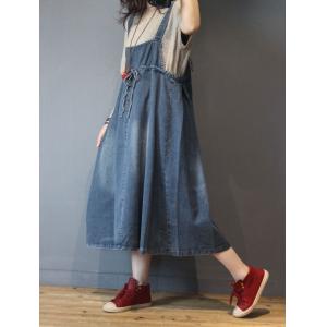 Summer Fashion Reversible Dress Denim Tied Slip Dress