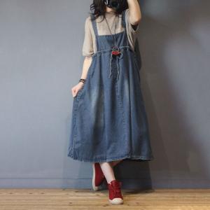 Summer Fashion Reversible Dress Denim Tied Slip Dress