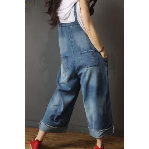 Relax-Fitting Jeans Overalls Flap Pockets Slip Dungarees