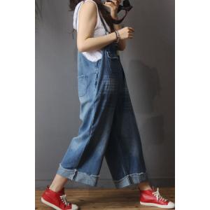 Relax-Fitting Jeans Overalls Flap Pockets Slip Dungarees