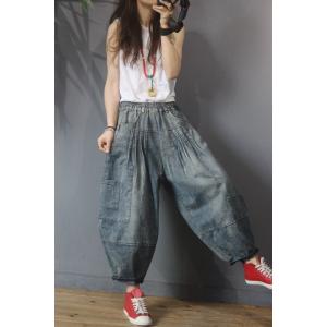 Solid Color Pleated Mom Jeans Baggy Bloomers Pants