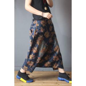 Maple Printing Maxi Culottes Womans Fashion Pantskirt