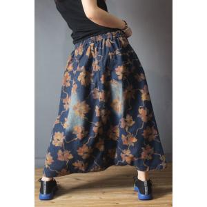 Maple Printing Maxi Culottes Womans Fashion Pantskirt