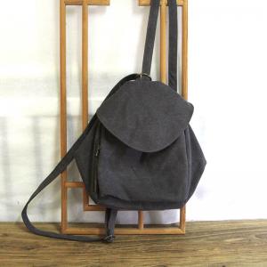 Korean Chic Dark Gray Canvas Backpacks