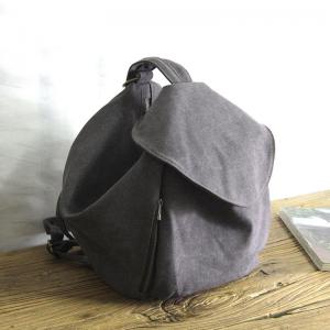 Korean Chic Dark Gray Canvas Backpacks