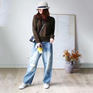 Korean Style Patchwork Ripped Jeans Baggy Wide Leg Jeans