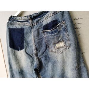 Korean Style Patchwork Ripped Jeans Baggy Wide Leg Jeans
