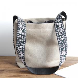 Cotton Linen Printed Straps Cross Bag