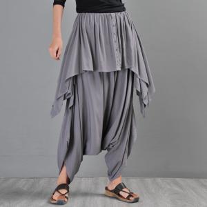 Beach Fashion Draped Pants Casual Gray Harem Pants