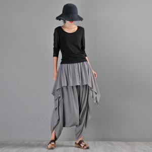 Beach Fashion Draped Pants Casual Gray Harem Pants