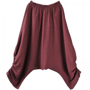 Cotton Linen Drawstring Pants Loose Thai Pants for Women