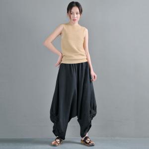 Cotton Linen Drawstring Pants Loose Thai Pants for Women